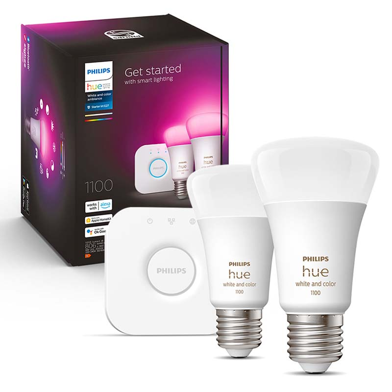 Philips Hue White Ambiance stardikomplekt, 2xE27/8W/230V, ühendusmoodul Philips Hue White Ambiance stardikomplekt, 2xE27/8W/230V, ühendusmoodul