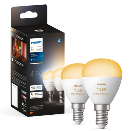 PHILIPS HUE 2xE14 White Ambiance LED 