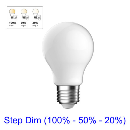ENERGETIC Standard Step-dim LED E27-A60 4.9W Equiv.60W 2700K (Branco Quente)
